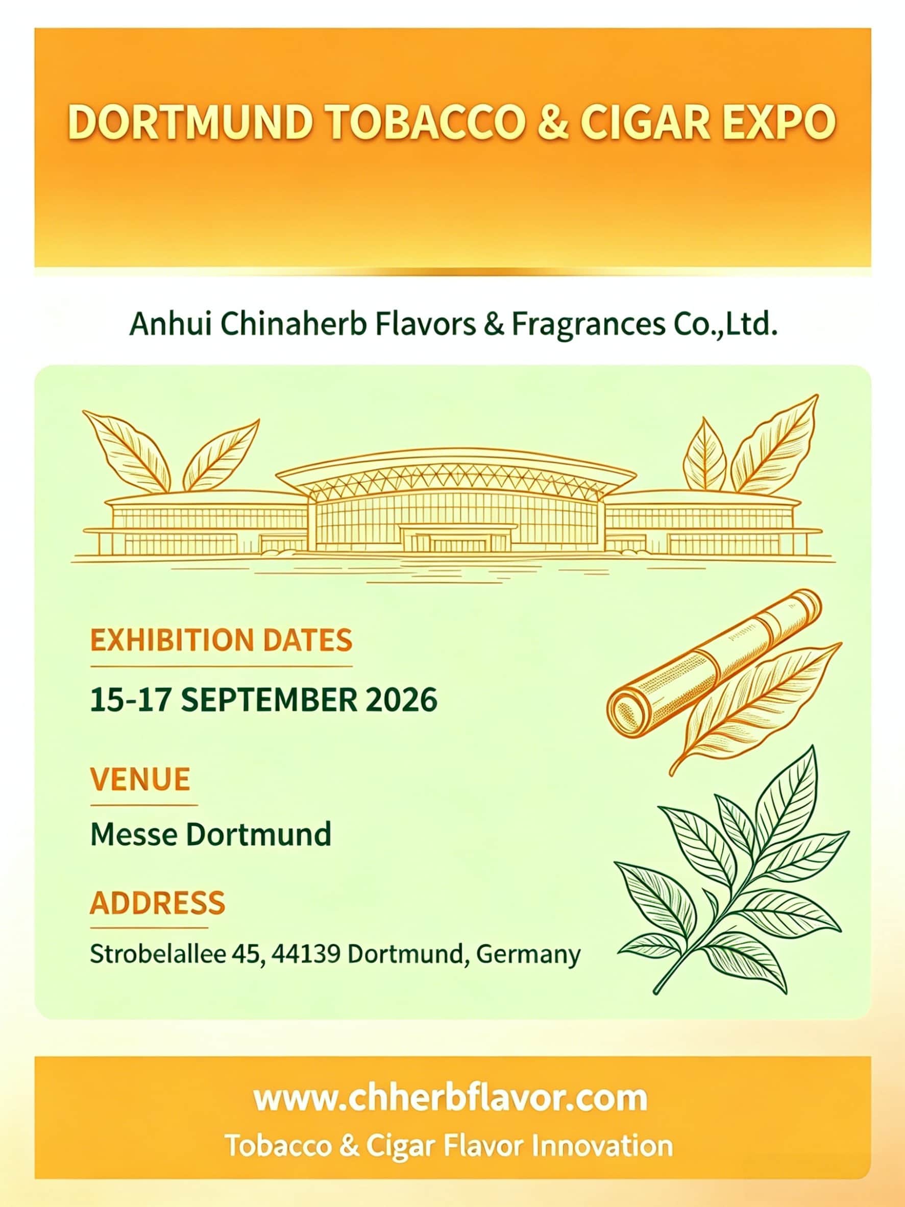 التقِ بـ ChinaHerb في InterTabac 2026 Dortmund | عوامل تبريد التبغ الفاخرة وحلول النكهات